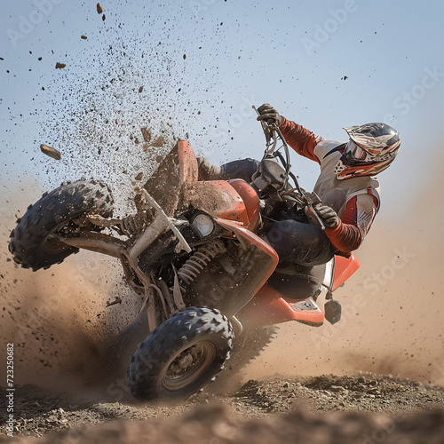 Crash during fast ride on a quadbike