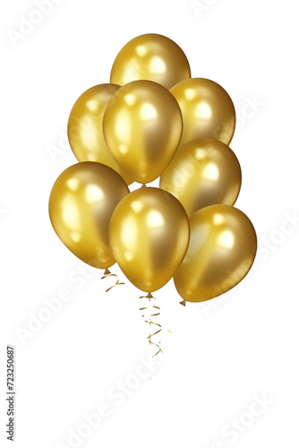 a bunch of gold balloons