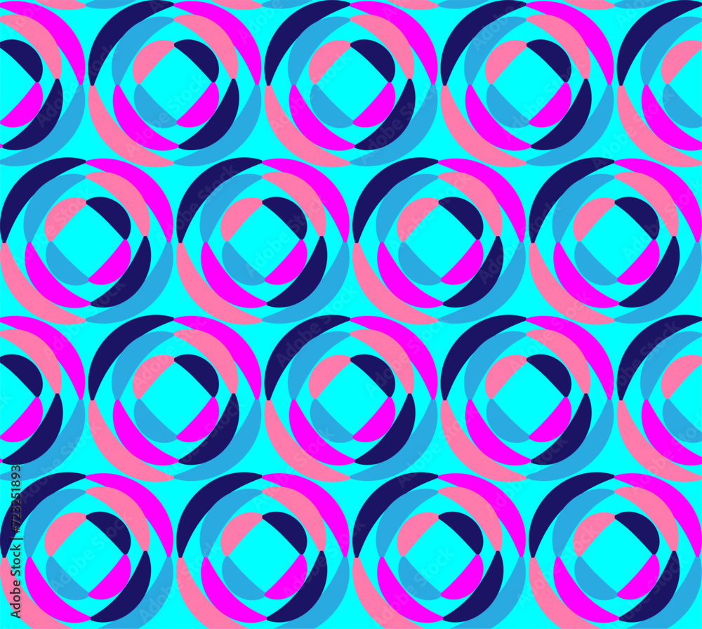 Round abstract geometric pattern in pink color on blue background Round abstract geometric pattern in pink color on blue background