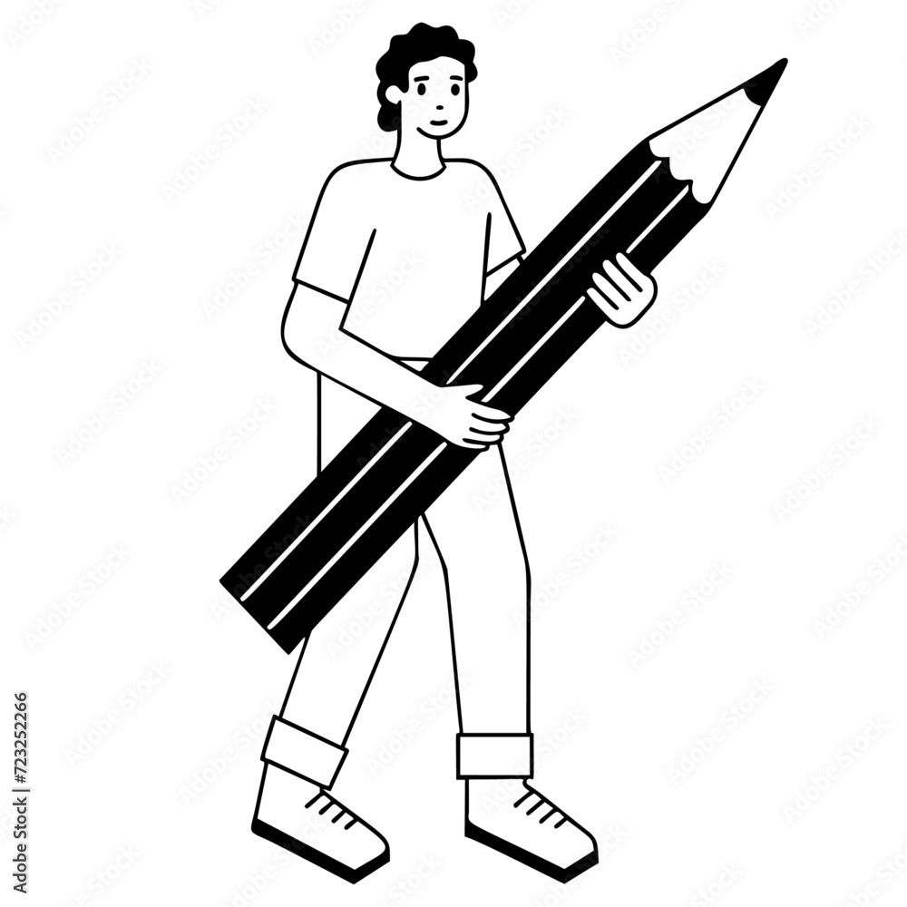 Obraz premium illustration of a person with a big pencil