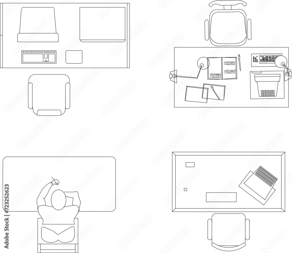 Vector sketch illustration of office work desk collection design Vector sketch illustration of office work desk collection design