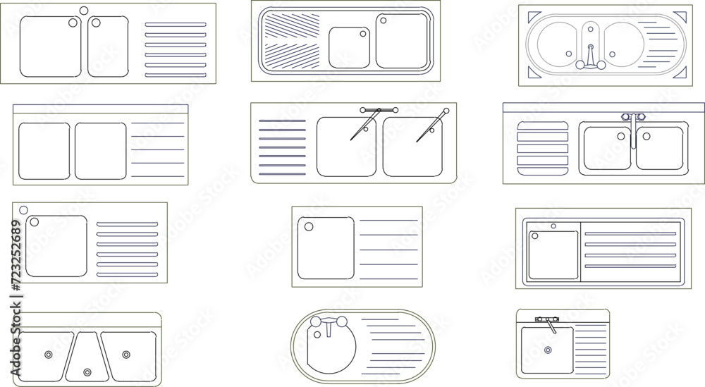 Vector sketch illustration of dishwashing equipment design in the kitchen Vector sketch illustration of dishwashing equipment design in the kitchen