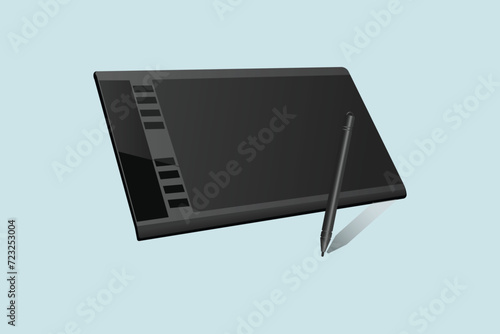 Digital graphics tablet with Drawing pen vector illustration

