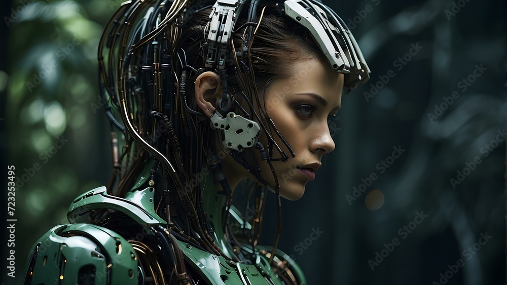 Futuristic Robot Girl: Cybernetic Portrait in Desolation Futuristic Robot Girl: Cybernetic Portrait in Desolation