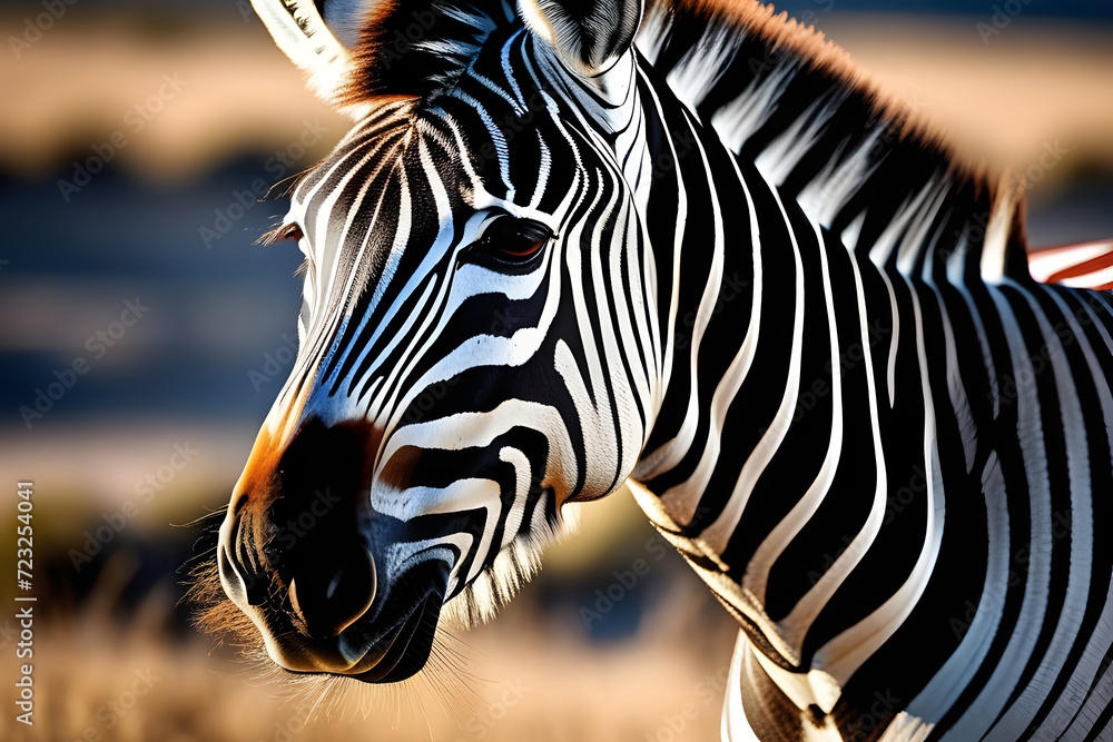 Naklejka premium Close-up on a zebra. 