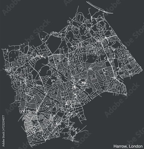 Street roads map of the BOROUGH OF HARROW, LONDON