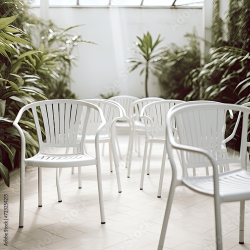 empty white chair in restaurant