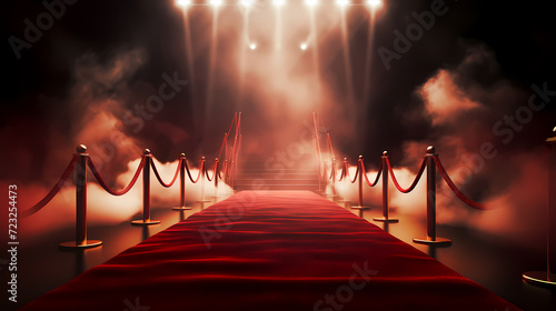 Red carpet staircase background, VIP entrance, night awards ceremony © ma