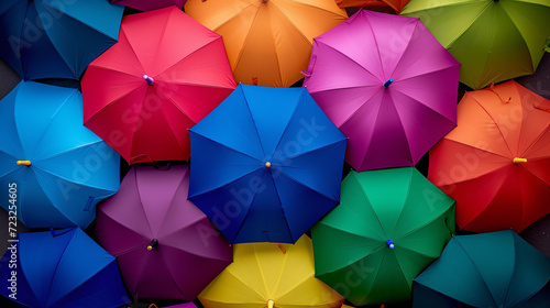 colorful umbrellas background, Colorful Umbrella Pattern, Rainbow of Umbrellas, Overhead Colorful Composition