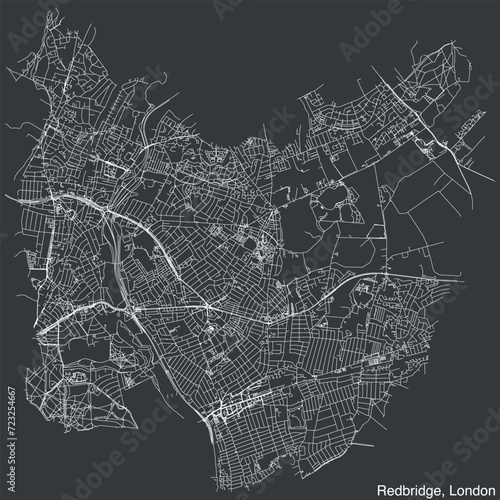 Street roads map of the BOROUGH OF REDBRIDGE, LONDON