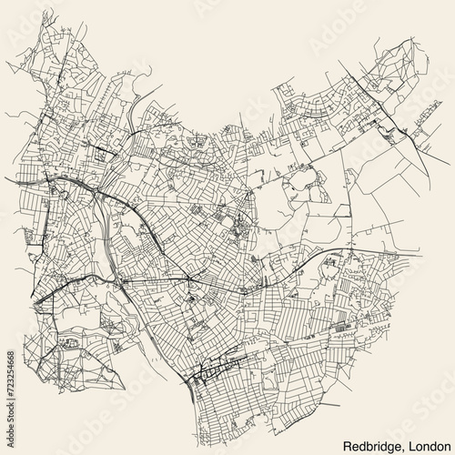 Street roads map of the BOROUGH OF REDBRIDGE, LONDON photo