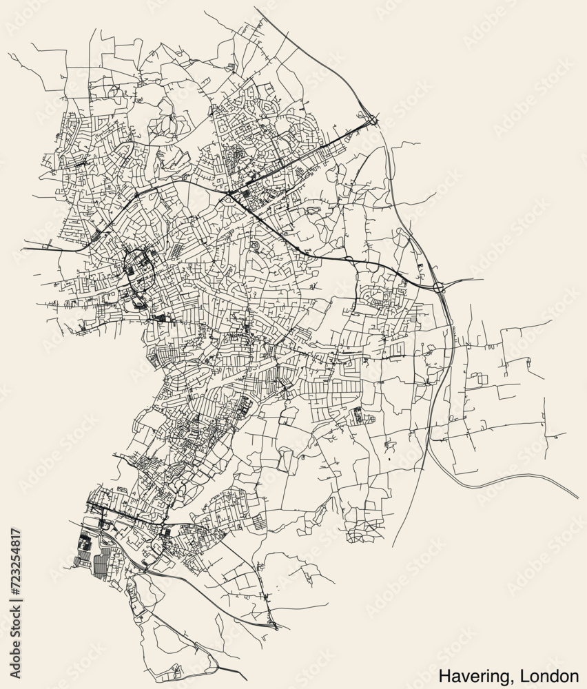Street roads map of the BOROUGH OF HAVERING, LONDON