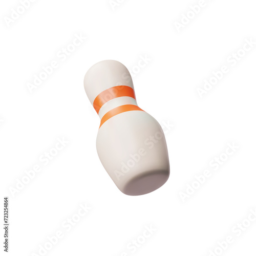 Volumetric 3d bowling pin, vector illustration or icon isolated on white