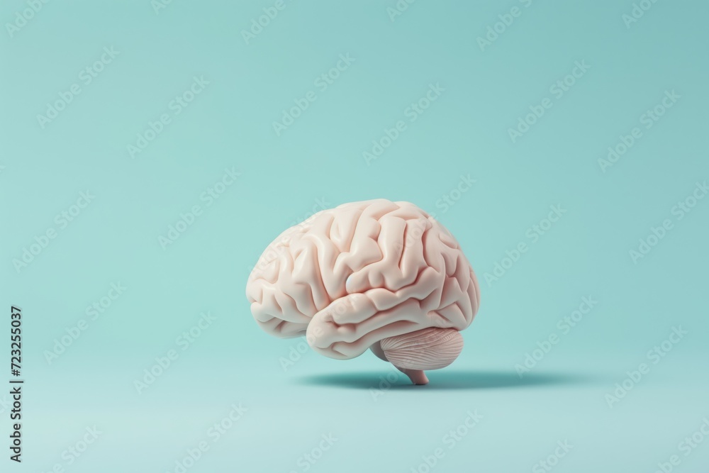 Human brain on a blue background with space for your text Human brain on a blue background with space for your text
