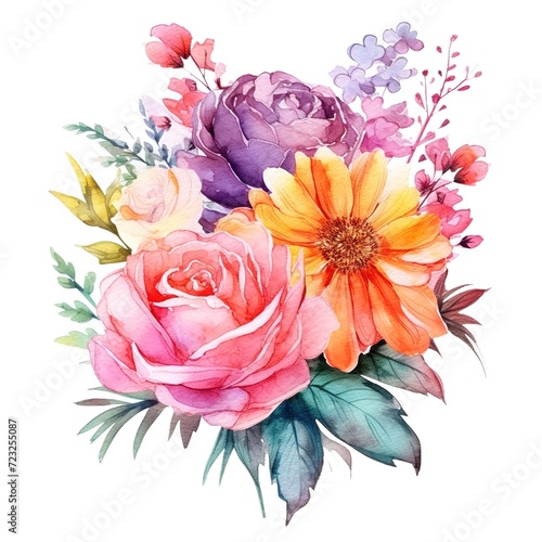 watercolor flowers  illustrations in handmade watercolor style on a white background  generative ai 