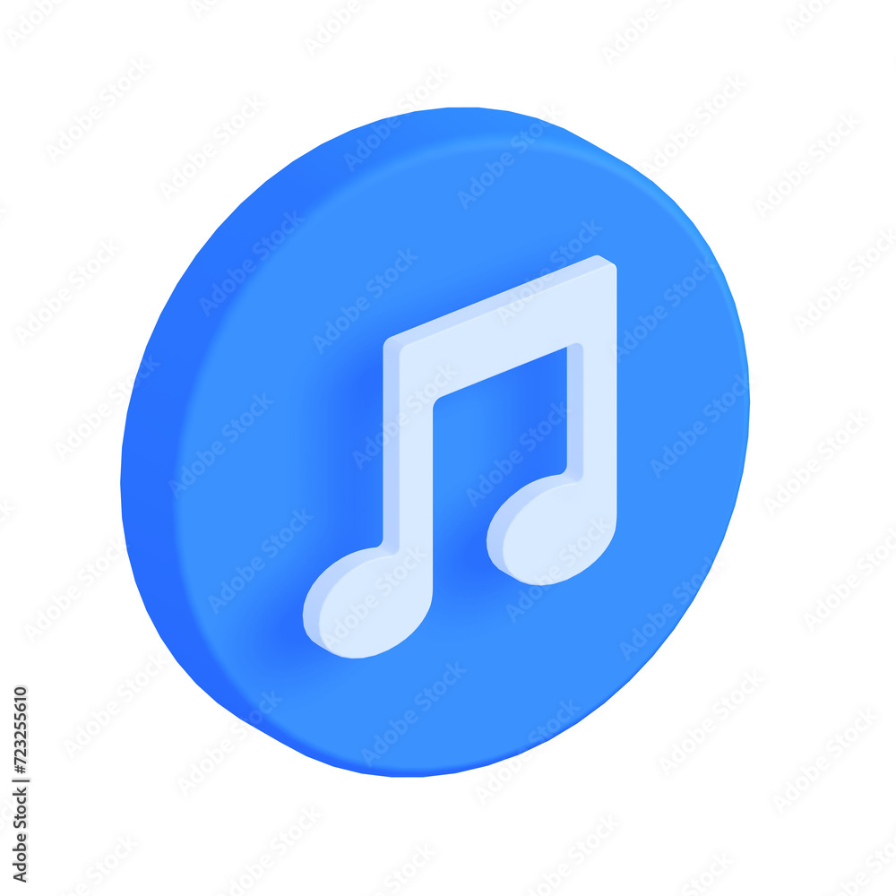 Music note 3d icon isolated on transparent background with blue speech bubble message musical sound symbol simple concept or media song treble clef key sign, Music note 3d icon isolated on transparent background with blue speech bubble message musical sound symbol simple concept or media song treble clef key sign,