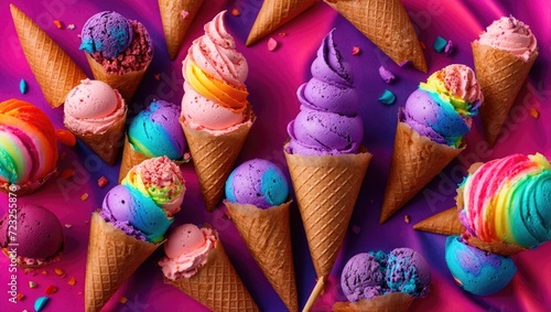 Delicious fruit ice cream with attractive colors,