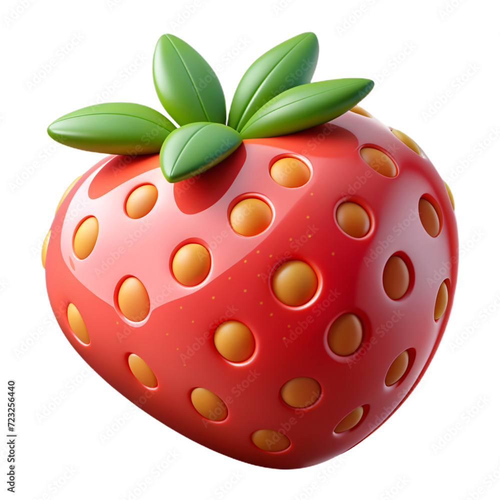 Obraz premium Strawberry with leaves isolated on white background.illustration.