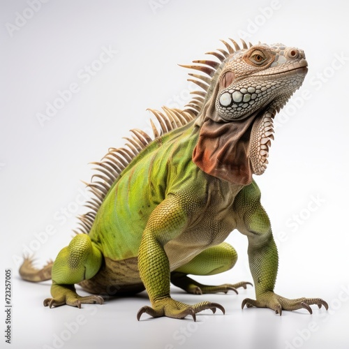 Green Iguana in a studio isolated on a white background