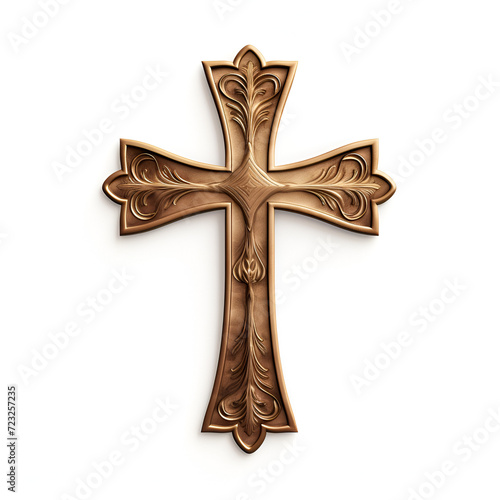 copper cross on white background