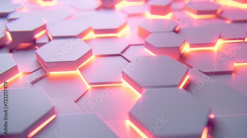 hexagons background geometric shapes as an abstraction with a golden glow