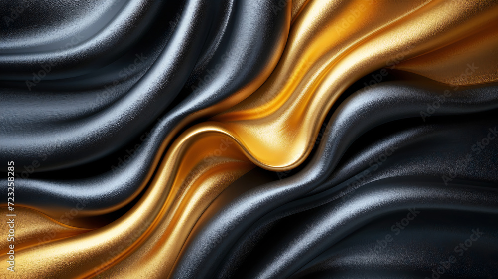 Obraz premium Luxurious abstract black and gold wave. Abstract background frame. Generative AI