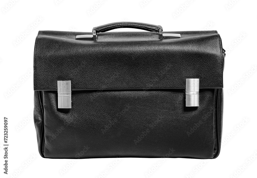 Black leather briefcase. Transparent PNG Black leather briefcase. Transparent PNG