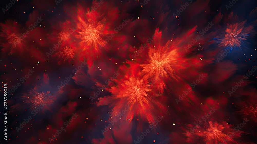 Celestial Fireworks in Crimson Hues Celestial Fireworks in Crimson Hues