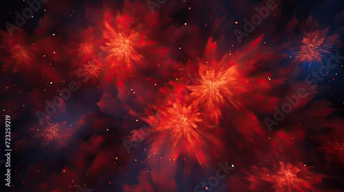 Celestial Fireworks in Crimson Hues