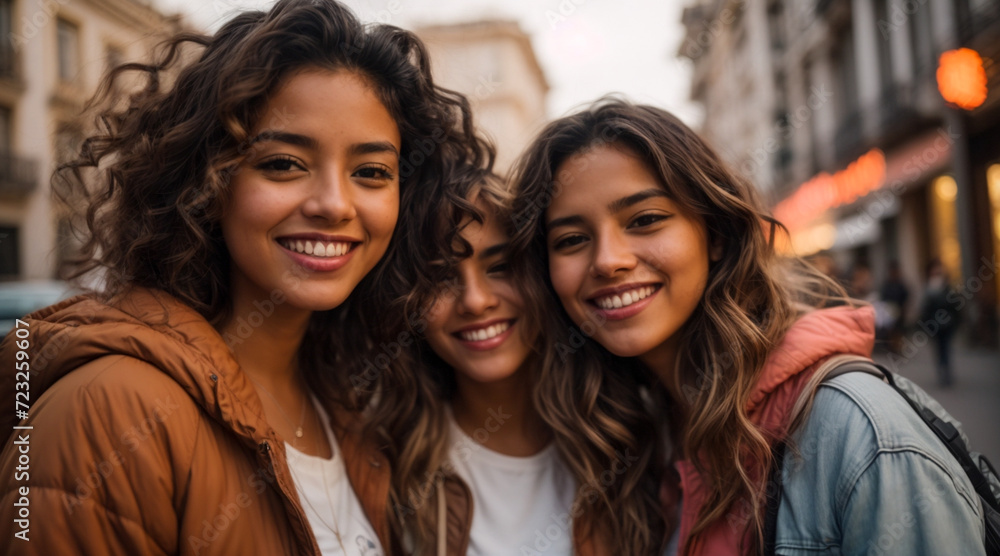 Multiracial female friends taking selfie with smart mobile phone outside in a park, Happy young people smiling at camera on city street, Youth community concept with women hanging out on sunny day
Multiracial female friends taking selfie with smart mobile phone outside in a park, Happy young people smiling at camera on city street, Youth community concept with women hanging out on sunny day