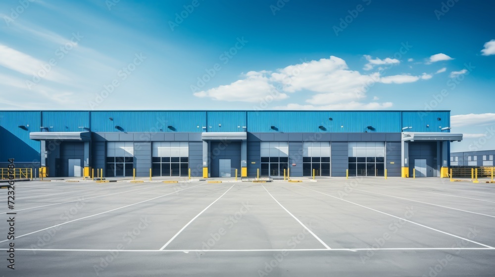 Fototapeta premium exterior of a commercial warehouse with roller doors