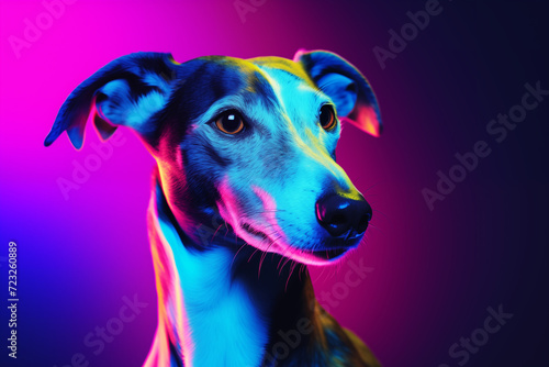 Neon Glow Greyhound Portrait © LAJT