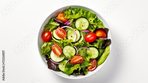 Top view tasty salad with seasonings on light-white background salad vegetable meal food health
