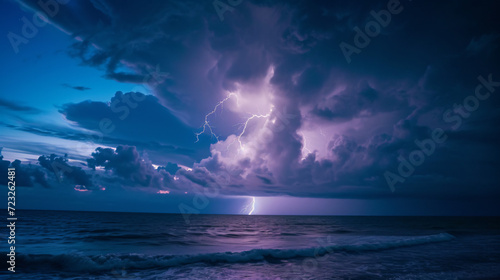A lightning storm over the ocean. © Carlos