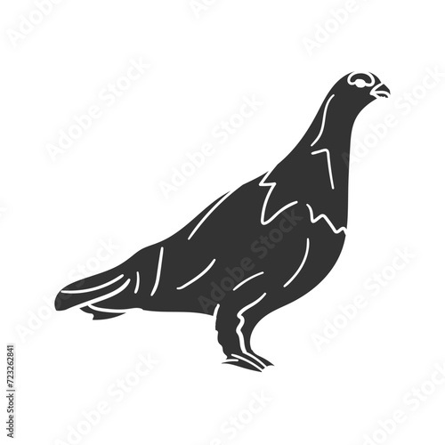 Willow Ptarmigan Icon Silhouette Illustration. Bird Vector Graphic Pictogram Symbol Clip Art. Doodle Sketch Black Sign.
