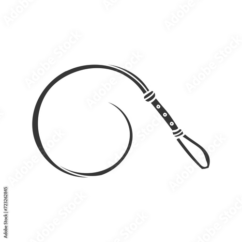 Roman Whip Icon Silhouette Illustration. Ancient Objects Vector Graphic Pictogram Symbol Clip Art. Doodle Sketch Black Sign.