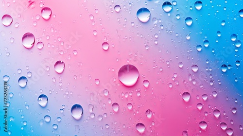 Water drops on the blue and pink background