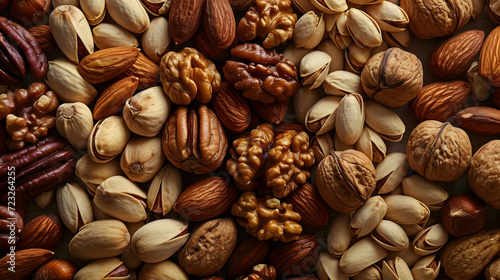 Assorted Mixed Nuts Variety - Almonds, Walnuts, Pecans, Pistachios, Hazelnuts in Natural Form photo