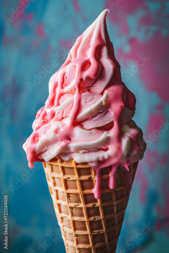 strawberry ice cream in a cone