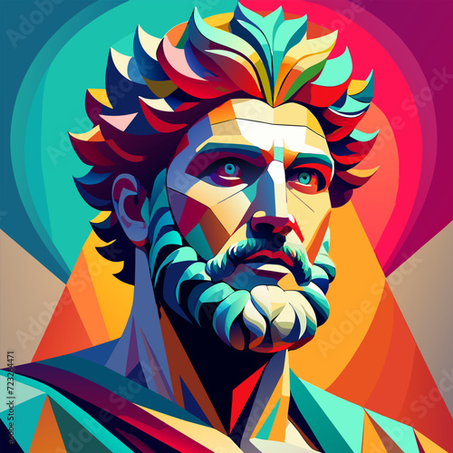 Man in the style of the ancient Greek mythology. Greek philosopher in a polygonal style. Vector EPS 10