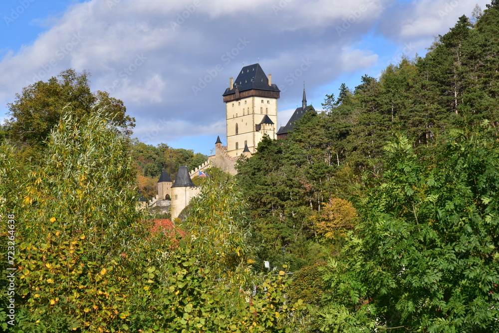 The most famous Czech castle Karlštejn, A special view of Karlštejn Castle The most famous Czech castle Karlštejn, A special view of Karlštejn Castle