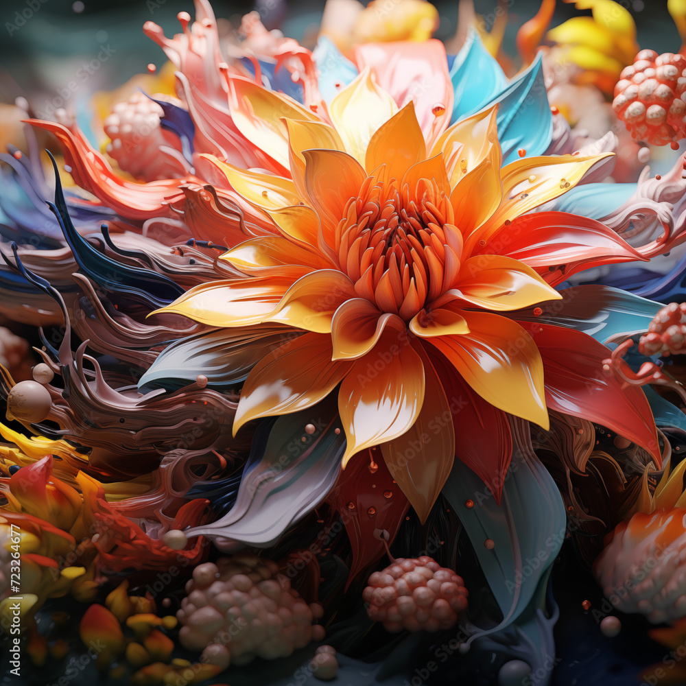 Flowers made of paint. Ai generated Flowers made of paint. Ai generated