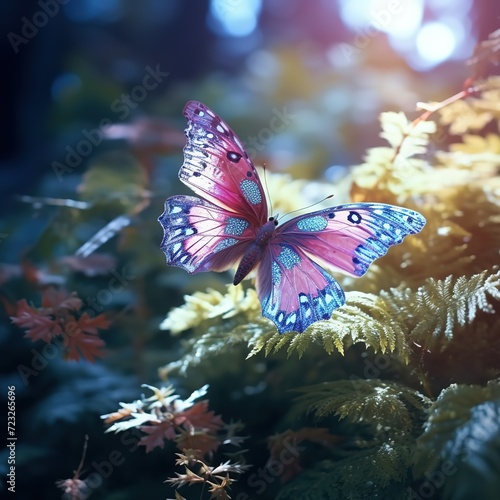 _A_beautiful_pink__blue__purple_color_mixed_butterfly © Matinul