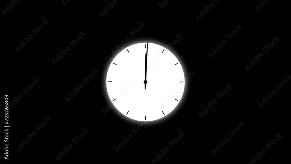 Unique Clock icon. Clock icon with moving in 12 hour loop black background animation. Unique Clock icon. Clock icon with moving in 12 hour loop black background animation.