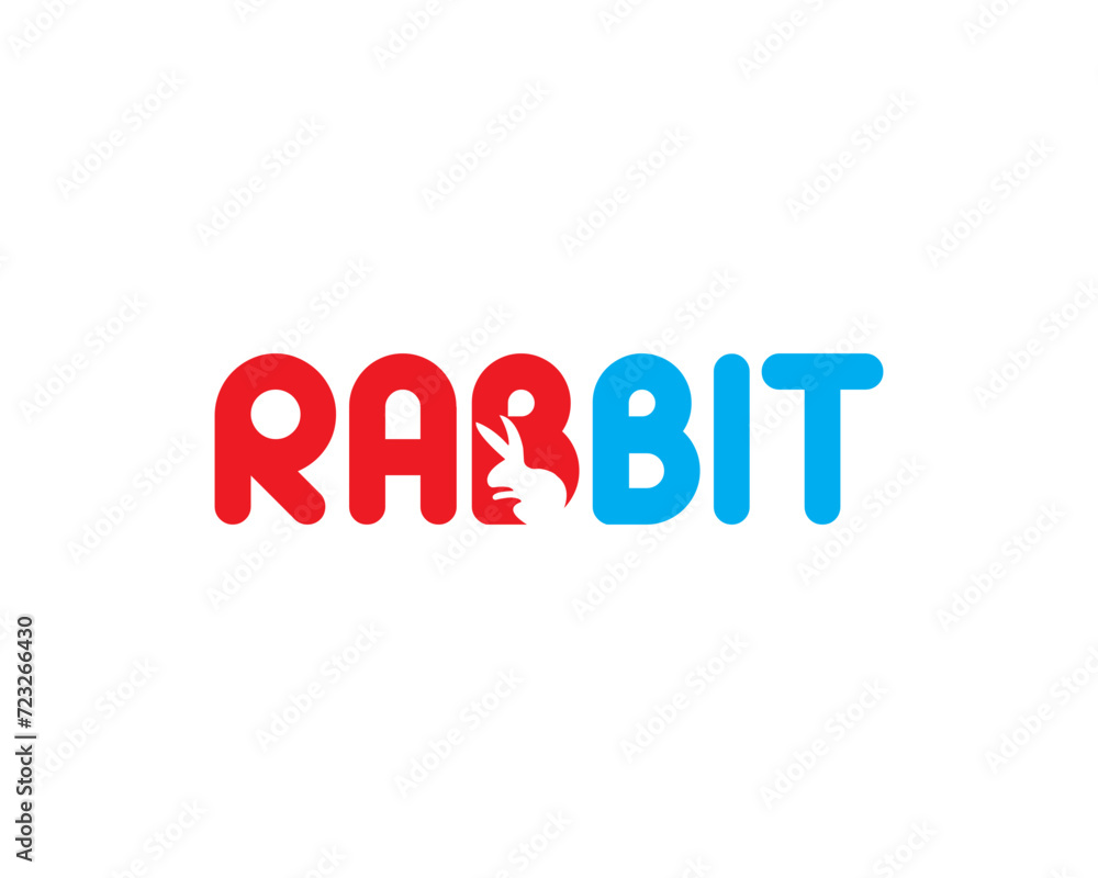 Rabbit silhouette split monogram logo design.