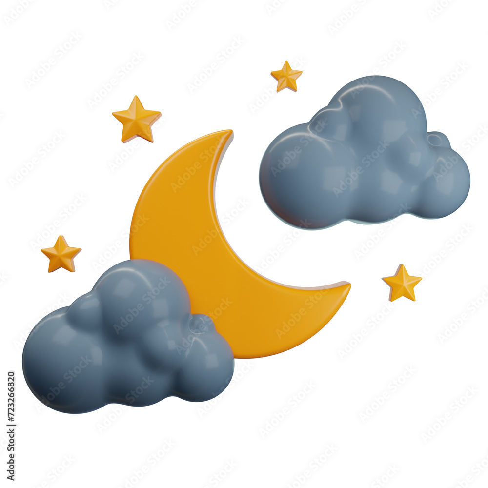 weather clear night with a star and moon 3d illustration weather clear night with a star and moon 3d illustration