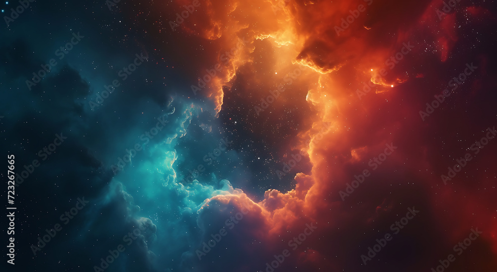 some clouds and stars around a colored backdrop in