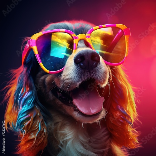 _a_colorful_dog_wearing_sunglass © Matinul