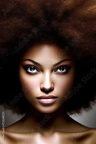 Close-up portrait of beautiful strong African American woman with engaging expression