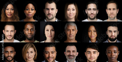 Mutitude of varius men and women and different ethnic origins photo